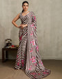 Quincy Brown Ajrakh Printed Satin Crepe Soft Silk Saree With Blouse