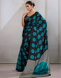 Paradiso Rama Ajrakh Printed Satin Crepe Silk Saree