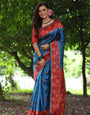 Slate Blue Tussar Soft Silk Saree With Blouse Piece