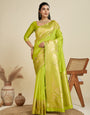 Radium Green Zari Woven Soft Kanjivaram Designer Silk Saree