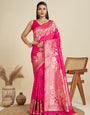 Magenta Pink Zari Woven Soft Kanjivaram Designer Silk Saree