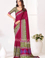 Rani Ajrakh Printed Modal Silk Saree With Ajrakh Blouse