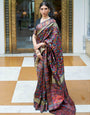 Charcoal Black Kashmiri Jamawar woven Banarasi silk Saree