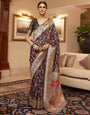 Black Banarasi Jamawar Woven Silk Saree