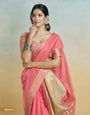 Fire Red Handloom Woven Linen Sot Silk Saree