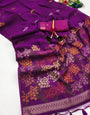 Purple Handloom Cotton Soft Silk Saree With Blouse