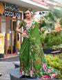 Fern Green Pure Georgette Floral Printed Trending Saree