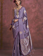 Pastel Purple Banarasi Silk Saree with Designer Same Colored Blouse