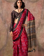 Rosewood Ajrakh Printed Satin Georgette Saree