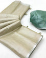 Rice Cream Woven Tissue Soft Silk Saree With Blouse