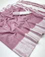 Salmon Pink Pure Handloom Woven Linen Soft Saree