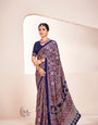 Blue Ajrakh Printed Soft Modal Silk Natural Print Saree P2-1