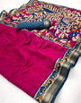 Incomparable Dark Pink Mul Mul cotten Soft Silk saree With Evocative Blouse Piece