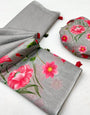Flameboyant Grey Chanderi Cotton Soft Silk Saree
