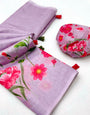 Sensational Lavender Chanderi Cotton Soft Silk Saree