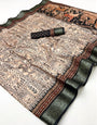 Galaxy Black Soft Dola Silk Saree With Blouse