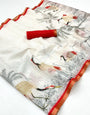 White With Red Digital Printed Linen Saree