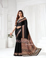Black Ajrakh Hand-Printed Modal Silk Saree With Blouse