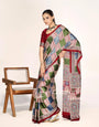 Traditional Multi Color Ajrakh Printed Modal Silk Saree P12