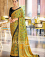 Brilliant Yellow Ajrakh Printed Soft Modal Silk Natural Print Saree P2