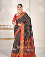 Black Pure Look ikkat Patola Saree