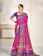 Pink Pure Look ikkat Patola Saree