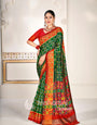 Green Pure Look ikkat Patola Saree