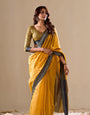 Yellow Handloom Linen Cotton Plain Saree RP1