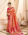 Pastel Red Weaving Paithani Tissue Silk Saree RP5