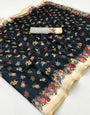 Energetic Black Printed Tussar Silk Saree