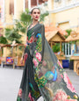 Classy Grey Floral Pure Georgette Saree