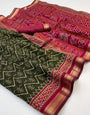 Dark Green Mul Mul Cotton Soft Saree