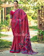 Rani Striped Ajrakh Hand-Printed Modal Silk Saree