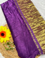 Purple Plain Pure Modal Gajji Silk Saree With Zari Pallu Natural dyeing Saree-25