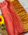 Peach Plain Pure Modal Gajji Silk Saree With Zari Pallu Natural dyeing Saree-23