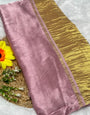 Light Pink Plain Pure Modal Gajji Silk Saree With Zari Pallu Natural dyeing Saree-21