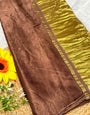 Brown Plain Pure Modal Gajji Silk Saree With Zari Pallu Natural dyeing Saree-16