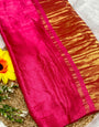 Magenta Red Plain Pure Modal Gajji Silk Saree With Zari Pallu Natural dyeing Saree-15