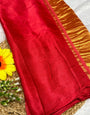 Red Plain Pure Modal Gajji Silk Saree With Zari Pallu Natural dyeing Saree-29