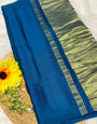 Indigo Pure Modal Gajji Silk Saree With Zari Pallu Natural dyeing Saree-1
