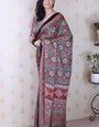 Luxurious Maroon Ajrakh Printed Soft Modal Silk Natural Print Saree P2