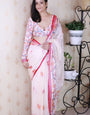 Pink And Creamy Jamdani Soft Silk Saree