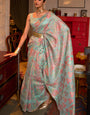 Powder blue Pashmina Printed Saree