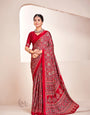 Maroon Ajrakh Printed Soft Modal Silk Natural Print Saree P2-1