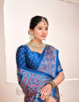 Indigo Ajrakh Printed Soft Modal Silk Natural Print Saree P2-1