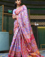 Purple Banarasi Jamawar Woven Silk Saree