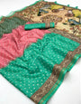 Assemblage Sea Green Maheshwari Cotton Silk Saree With Digital Prints