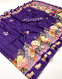 Tyrian Purple Pure Georgette Floral Printed Trending Saree