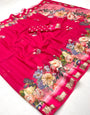 Rouge Pink Pure Georgette Floral Printed Trending Saree