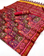 Wine With Maroon Border Handloom Patola Soft Silk Saree
